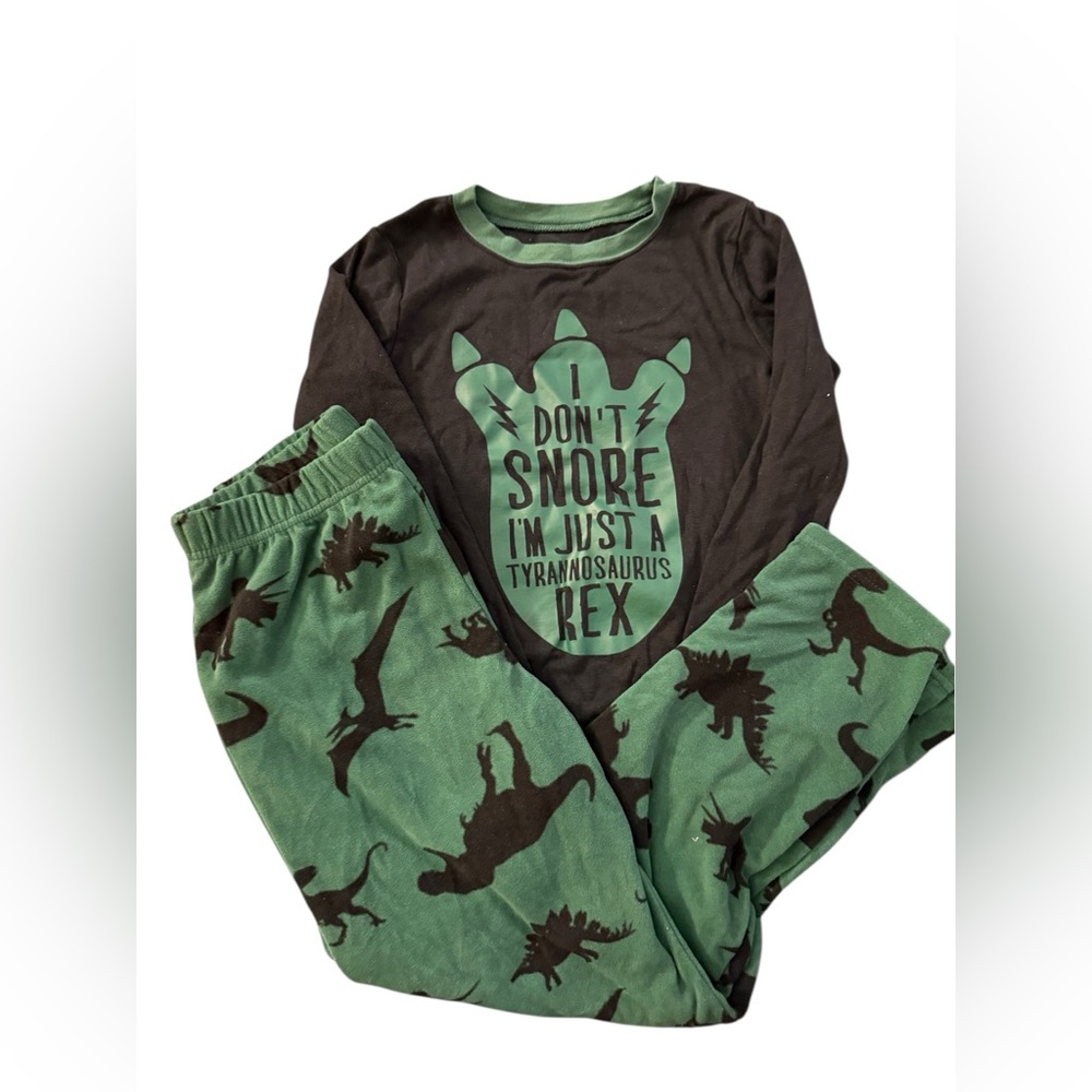Carters Boys Dinosaur Pajama 2 piece Set in Black and Green| Size: 8